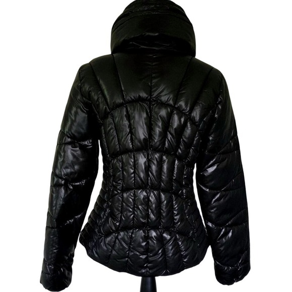 GUESS Black Puffer Jacket Hooded Quilted Lightweight Size SMALL - Picture 2 of 14